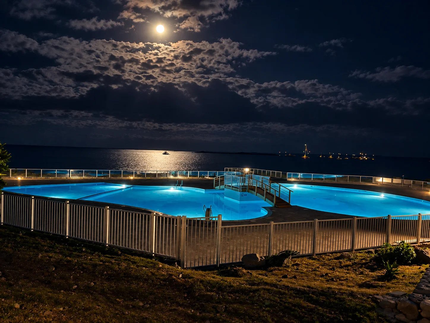 Piscine Mont Vernon de nuit